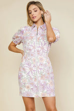 Load image into Gallery viewer, Floral Twill Zip Up Dress