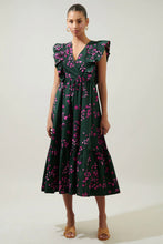 Load image into Gallery viewer, Floral Poplin Surplice Midi Dress