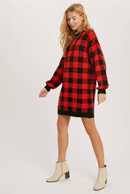Load image into Gallery viewer, Buffalo Plaid Sweater Tunic Dress