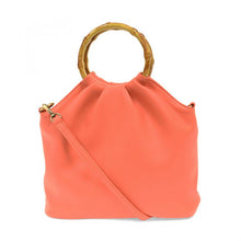 Load image into Gallery viewer, Coral Natalie Bamboo Handle Pouf Bag