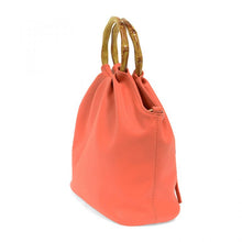 Load image into Gallery viewer, Coral Natalie Bamboo Handle Pouf Bag