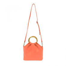 Load image into Gallery viewer, Coral Natalie Bamboo Handle Pouf Bag