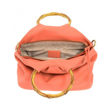 Load image into Gallery viewer, Coral Natalie Bamboo Handle Pouf Bag