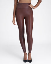 Load image into Gallery viewer, SPANX Mahogany Faux Leather Leggings