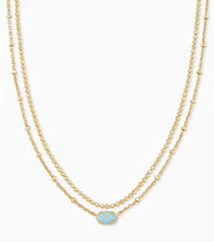 Load image into Gallery viewer, Emilie Gold Multi Strand Necklace in Blue Magnesite