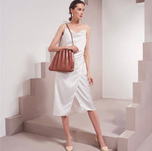 Load image into Gallery viewer, Carrie Medium Pleated Shoulder Bag in Saddle