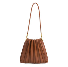 Load image into Gallery viewer, Carrie Medium Pleated Shoulder Bag in Saddle