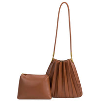 Load image into Gallery viewer, Carrie Medium Pleated Shoulder Bag in Saddle