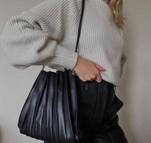Load image into Gallery viewer, Carrie Medium Pleated Shoulder Bag in Black