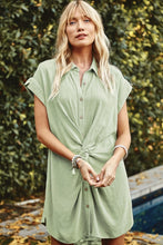 Load image into Gallery viewer, Button Up Knotted Linen Dress