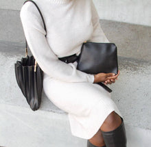 Load image into Gallery viewer, Carrie Medium Pleated Shoulder Bag in Black