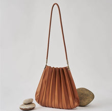 Load image into Gallery viewer, Carrie Medium Pleated Shoulder Bag in Saddle
