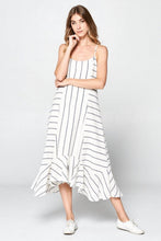 Load image into Gallery viewer, Direction Striped Ruffle Bottom Dress