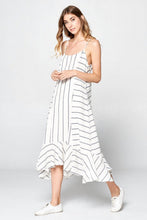Load image into Gallery viewer, Direction Striped Ruffle Bottom Dress