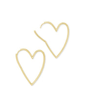 Load image into Gallery viewer, Ansley Gold Heart Hoop Earrings