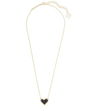 Load image into Gallery viewer, Ari Heart Black Drusy Pendant Necklace