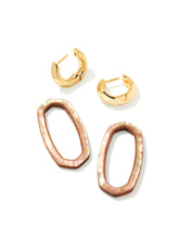 Load image into Gallery viewer, Danielle Gold Link Earrings in BROWN MOP