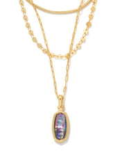 Load image into Gallery viewer, Framed Dani Triple Strand Necklace in Gold Lilac