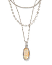 Load image into Gallery viewer, Framed Dani Triple Strand Necklace in Rhodium Abalone