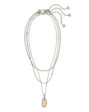 Load image into Gallery viewer, Framed Dani Triple Strand Necklace in Rhodium Abalone