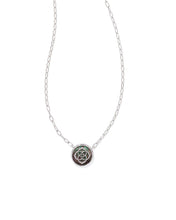 Load image into Gallery viewer, Stamped Dira Pendant Necklace RHODIUM BLACK MOP