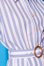 Load image into Gallery viewer, Summer Blues Striped Romper w/Belt