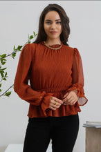 Load image into Gallery viewer, The Gigi Glitter Peplum Blouse
