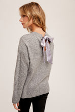 Load image into Gallery viewer, The Helena Back Satin Tie Sweater

