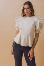 Load image into Gallery viewer, The Jacie Faux Leather Peplum Blouse
