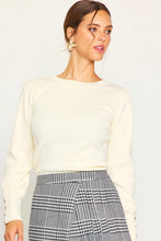 Load image into Gallery viewer, The Ivory Lacey Jewel Button Sleeve Sweater
