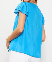Load image into Gallery viewer, Blue Scout Double Ruffle Sleeve Layer Blouse

