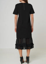 Load image into Gallery viewer, The Sheer Contrast Ruffle Hem Dress
