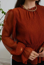 Load image into Gallery viewer, The Gigi Glitter Peplum Blouse
