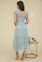 Load image into Gallery viewer, The Jillian Dot Chiffon Smocked Tiered Midi Dress
