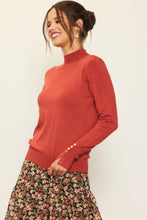 Load image into Gallery viewer, The Liza Button Sleeve Sweater in Rust
