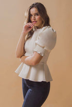 Load image into Gallery viewer, The Jacie Faux Leather Peplum Blouse
