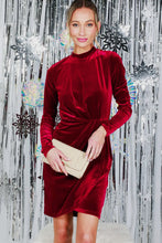 Load image into Gallery viewer, The Burgundy Danny Velvet Wrap Front Dress
