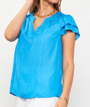 Load image into Gallery viewer, Blue Scout Double Ruffle Sleeve Layer Blouse
