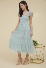 Load image into Gallery viewer, The Jillian Dot Chiffon Smocked Tiered Midi Dress
