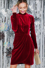 Load image into Gallery viewer, The Burgundy Danny Velvet Wrap Front Dress
