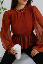 Load image into Gallery viewer, The Gigi Glitter Peplum Blouse
