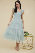 Load image into Gallery viewer, The Jillian Dot Chiffon Smocked Tiered Midi Dress
