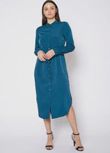 Load image into Gallery viewer, Cinchded Waist button Up Shirt Dress
