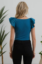 Load image into Gallery viewer, The Brooke Double Ruffle Sleeve Top in TEAL
