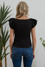 Load image into Gallery viewer, The Brooke Double Ruffle Sleeve Top in BLACK
