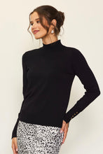 Load image into Gallery viewer, The Liza Button Sleeve Sweater in Black
