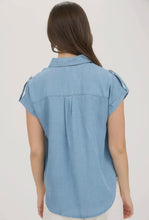 Load image into Gallery viewer, The Chambray Collared Tab Top
