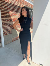 Load image into Gallery viewer, Black Lauren Dress Mock Neck Midi Dress
