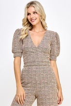 Load image into Gallery viewer, The Maxine Tweed Puff Sleeve Top

