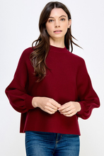Load image into Gallery viewer, The Ellyse Balloon Sleeve Mock Neck Sweater
